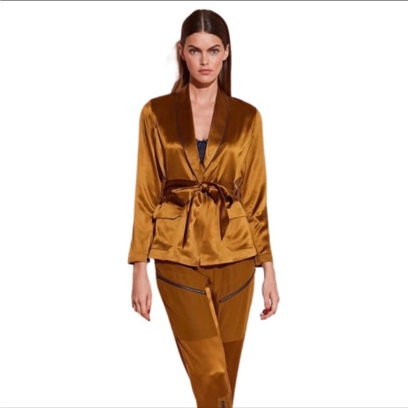 Fleur Du Mal Silk Blazer in gold digger NWT - Picture 2 of 4
